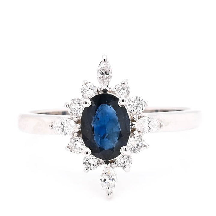14KT White Gold Sapphire and Diamond Ring.