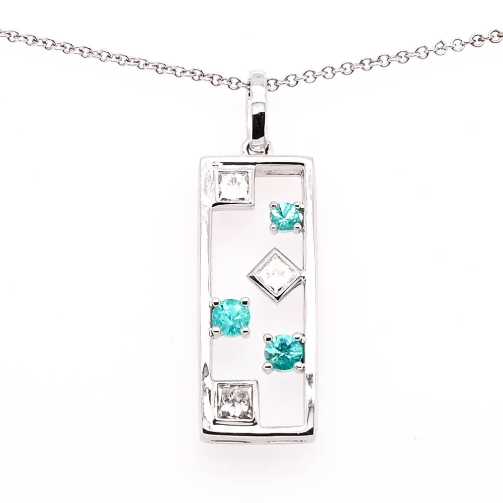 Graziella 10KT Yellow Gold 20" Paraiba Tourmaline & Diamond Necklace