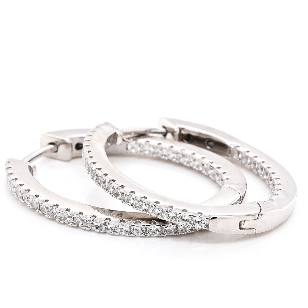 Sterling Silver 32x25mm C.Z Oval Hoop Earrings.