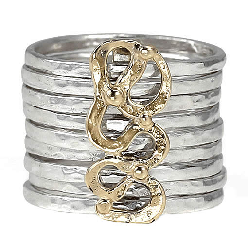 Flow Meditation Ring. Sterling Silver and 9KT Yellow Gold. Size 8.