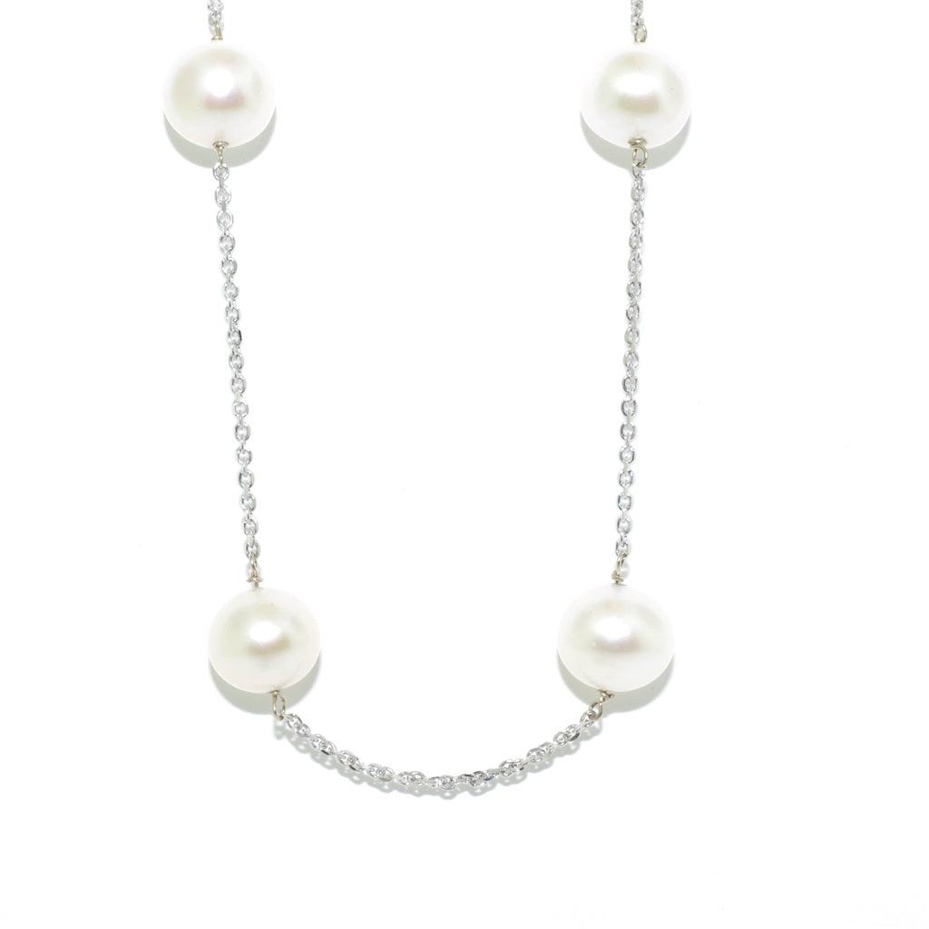 14KT White Gold 18" 7-8mm Freshwater Pearl Necklace