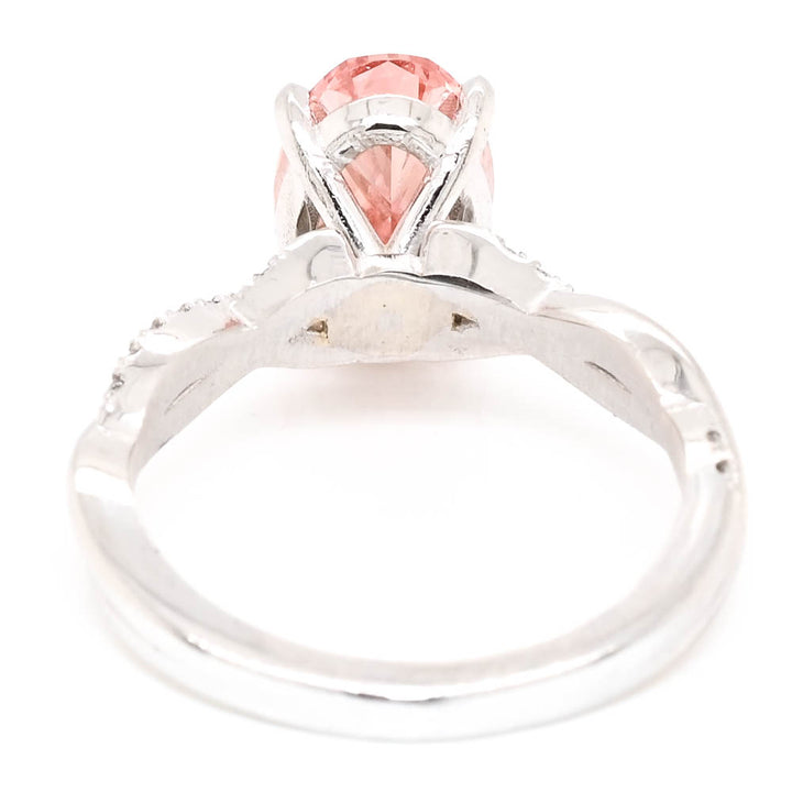 Platinum 3.27CT Oval Shape Vivid Pink LAB Created Diamond Engagement Ring.