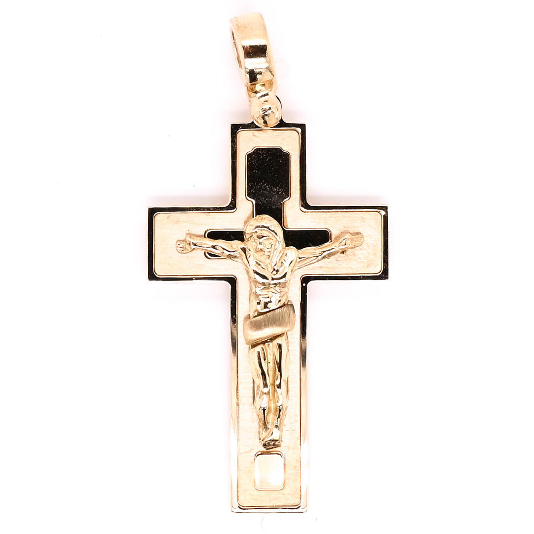 10KT Yellow Gold 41.5x20mm Crucifix Pendant.