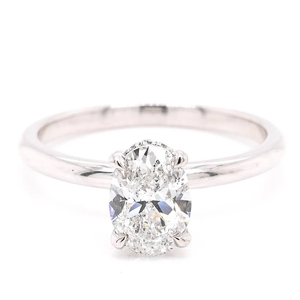 graziella 14KT White Gold 1.07CTW Oval Shape Hidden Halo Engagement Ring
