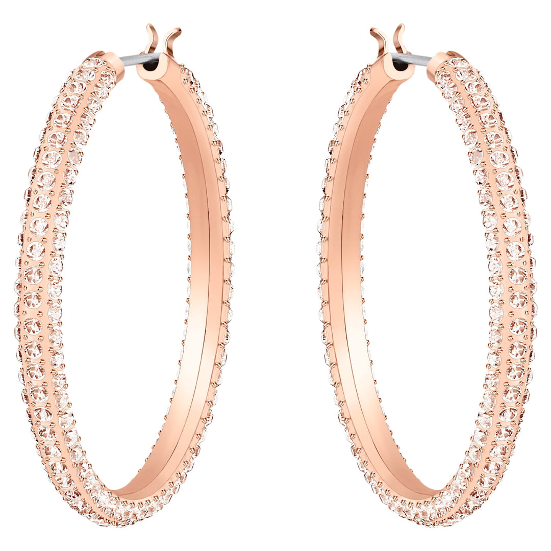 Swarovski Stone hoop earrings Pink, Rose gold-tone plated.