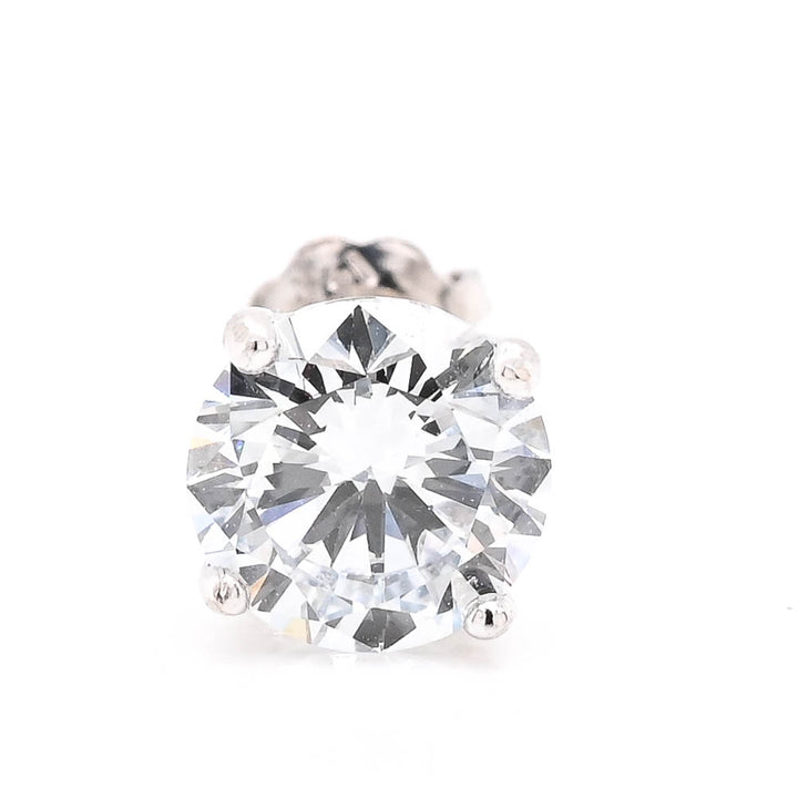 14KT White Gold 1.02CT Round Brilliant LAB Created SINGLE Diamond Stud Earrings.