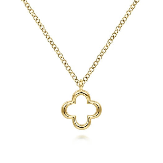 Gabriel & Co 14KT Yellow Gold 17.5" Clover Necklace.