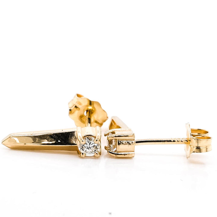 Graziella Originals 14KT Yellow Gold 0.12 CTW Stud Style Post Back Backing Diamond Earrings