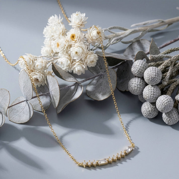 Graziella Sterling Silver Gold Vermeil 18" CZ Morse Code ILU Necklace.