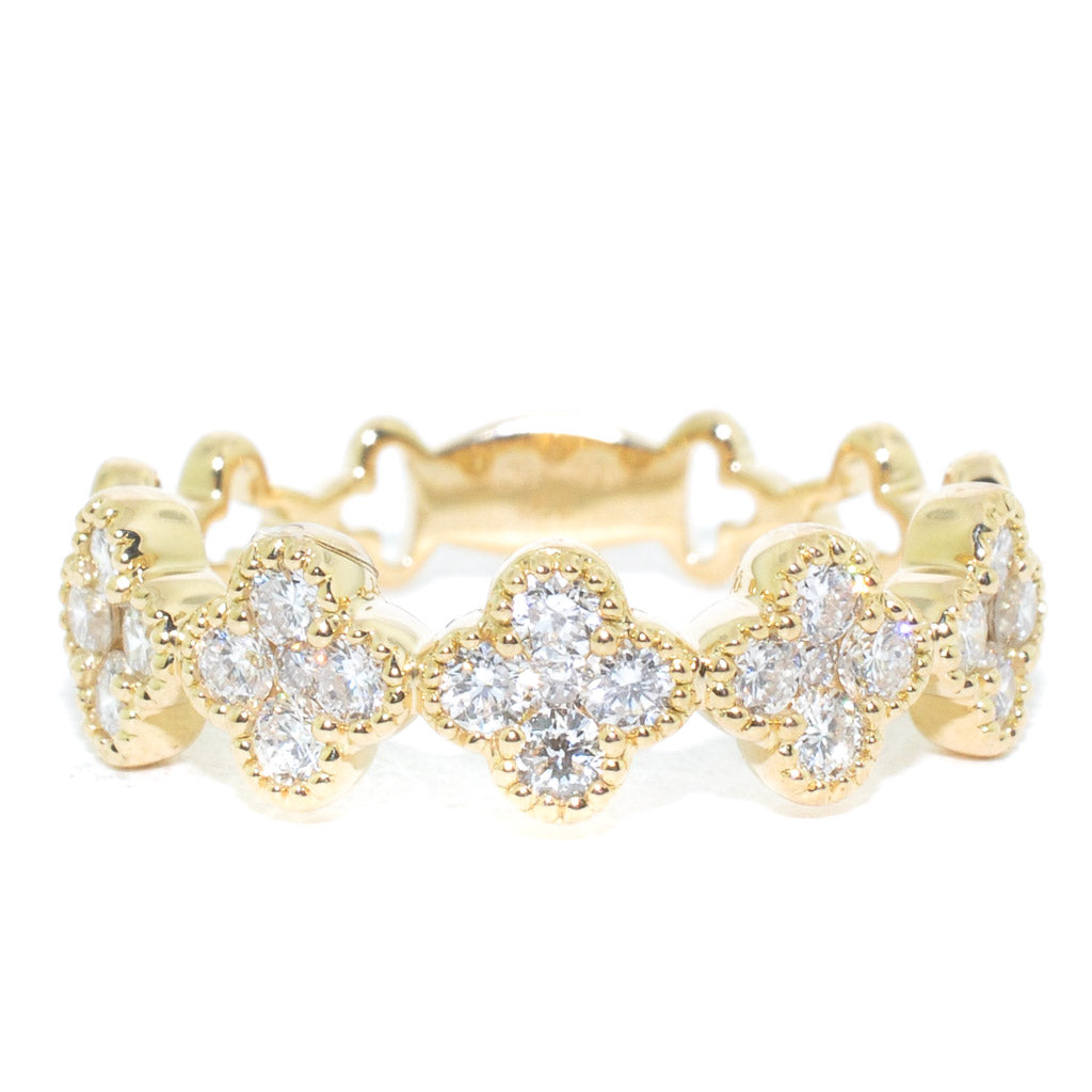 graziella 18KT Yellow Gold 0.67CTW Diamond Flower Ring