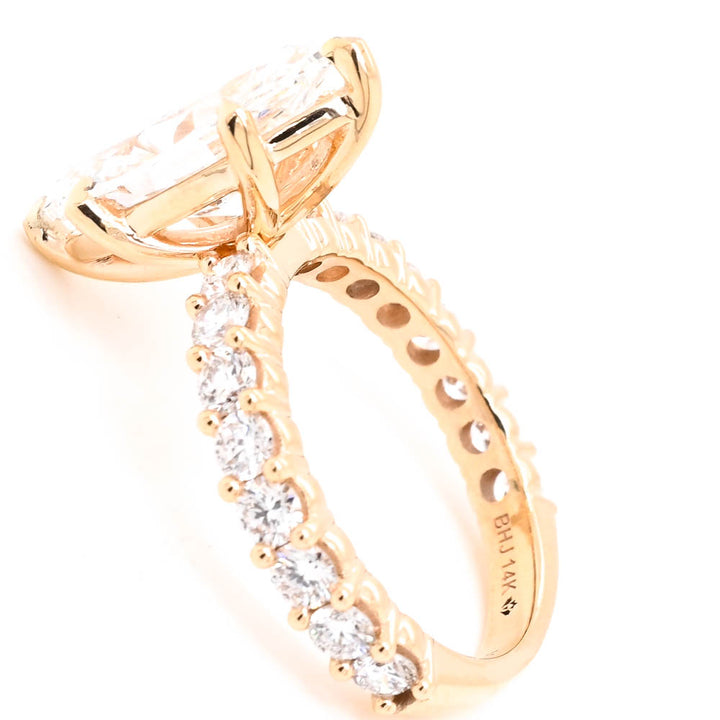 14KT Yellow Gold 4.00CTW Marquise Shape LAB Created Diamond Engagement Ring.