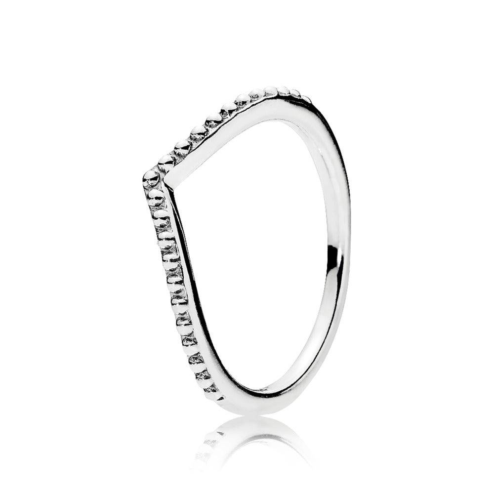 Beaded Wishbone Ring