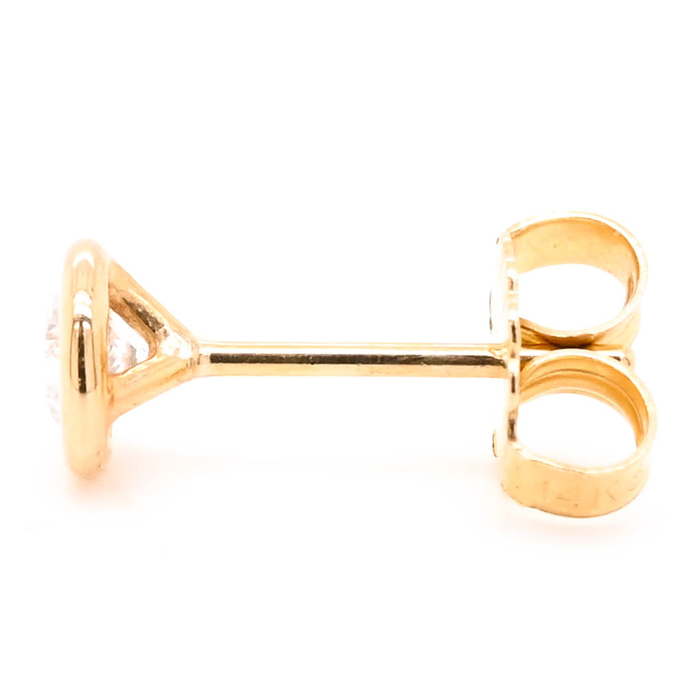 14KT Yellow Gold 0.20CT I1 H-I Colour Bezel Set SINGLE Stud Earring.