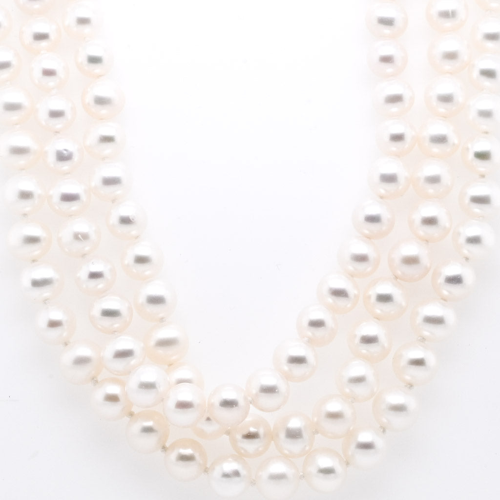 14KT Yellow Gold 18" 7.5-8MM 3 Strand Freshwater Pearl Necklace.