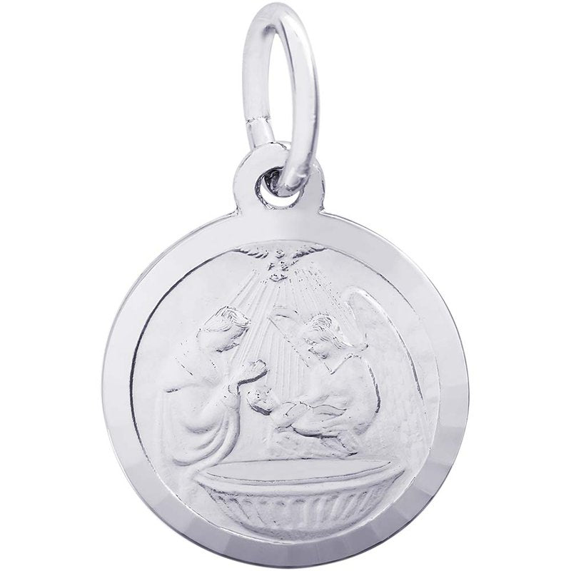 Rembrandt Sterling Silver Baptism Disc Charm.