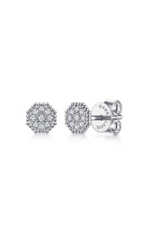 Gabriel & Co 14KT White Gold 0.09CTW Diamond Bujukan Stud Earrings.