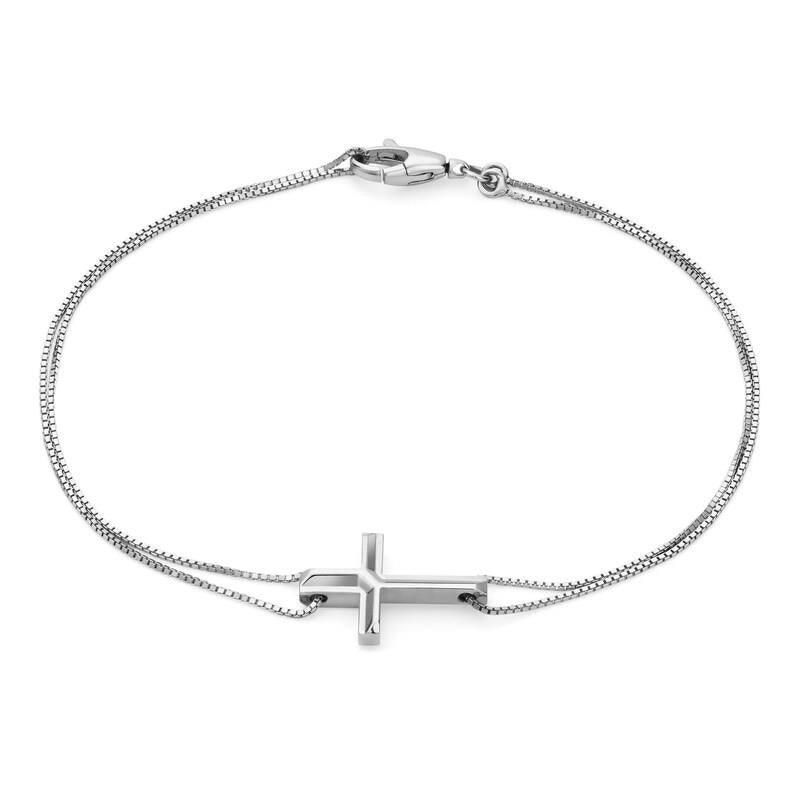 Gucci 18KT White Gold 7"  Link to Love Cross Bracelet.