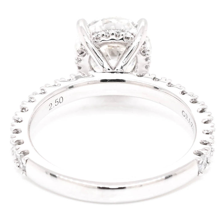 10KT White Gold 3.10CTW Round Brilliant LAB Created Diamond Accented Engagement Ring.