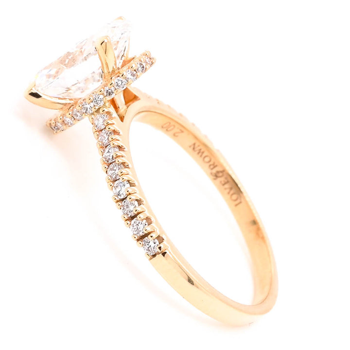 14KT Yellow Gold 2.30CTW Oval Shape LAB Created Diamond Engagement ring.