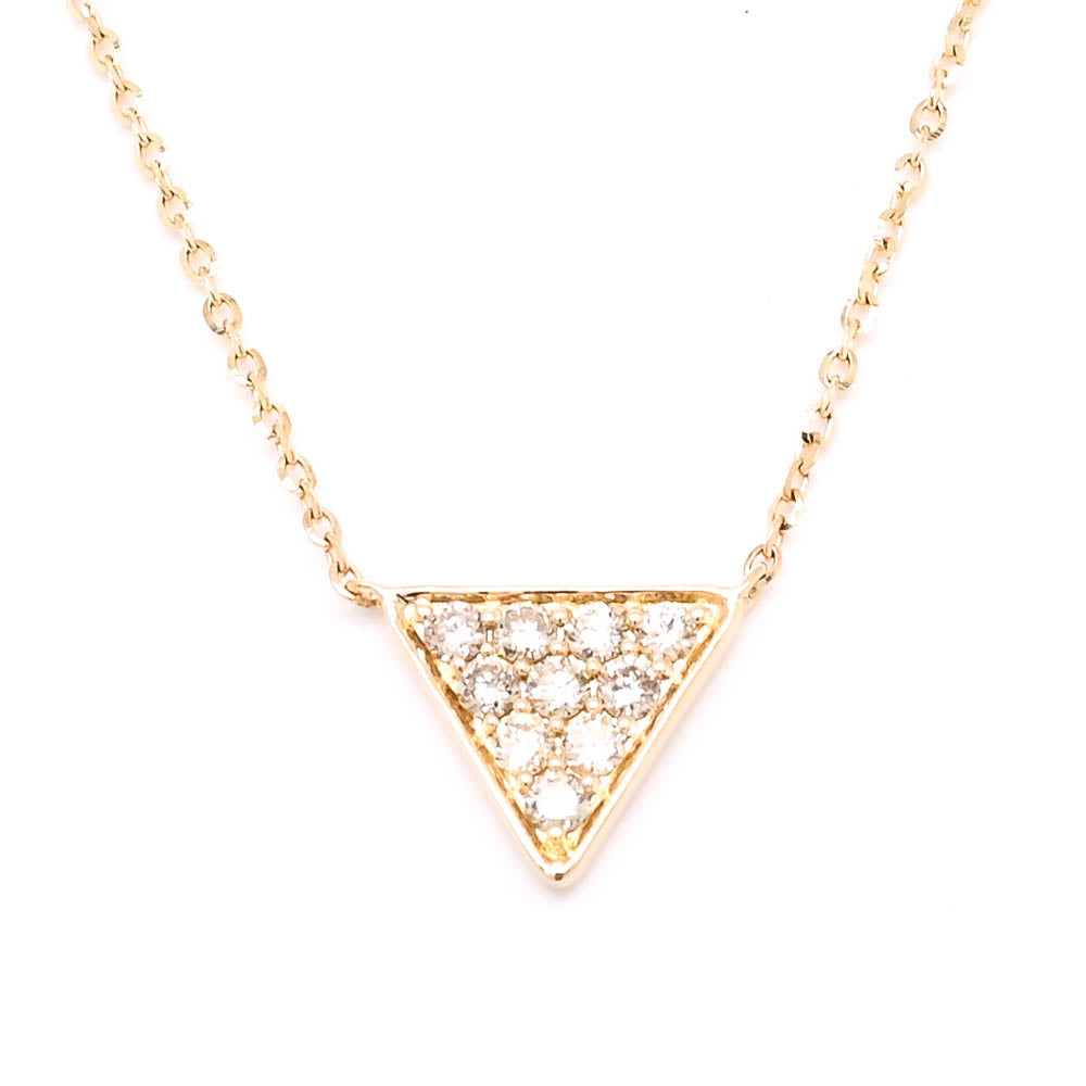 14KT Yellow Gold 18" 0.18CTW Diamond Triangle Necklace.