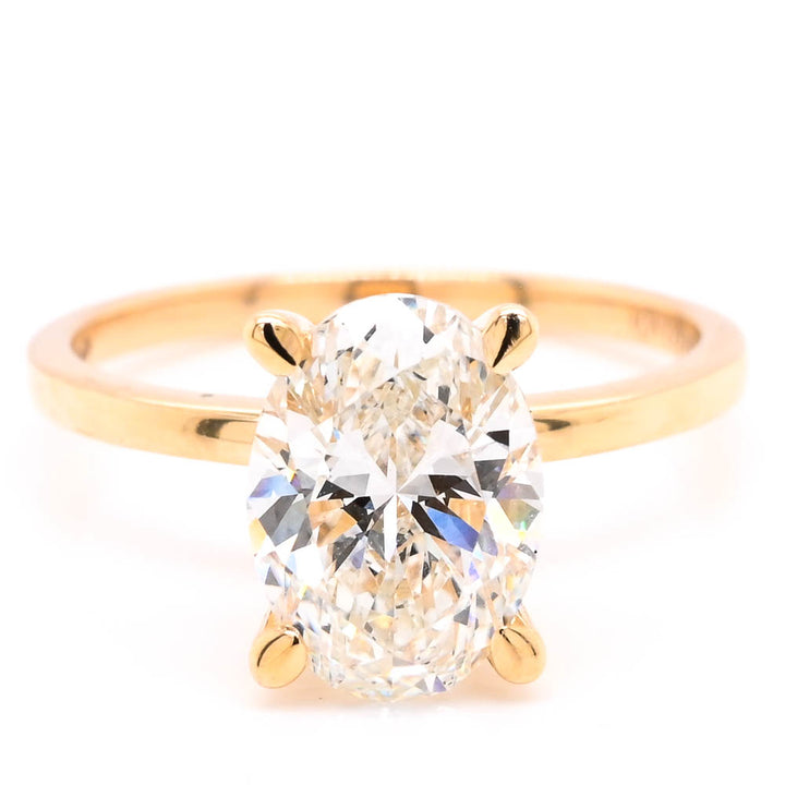 10KT White & Yellow Gold 2.00CT Oval shape Lab Grown Diamond Solitaire Engagement Ring.