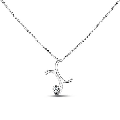 Polar Lights Sterling Silver 18" Letter "X" Initial Necklace.