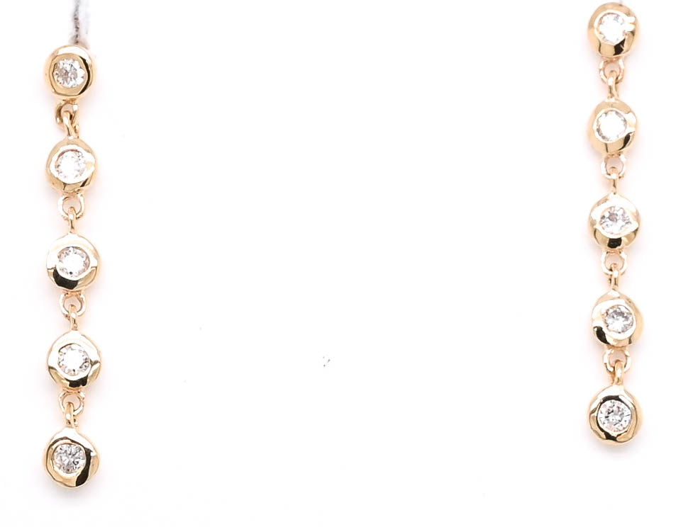 14KT Yellow Gold 0.20CTW CTW Drop Style Backing Diamond Earrings