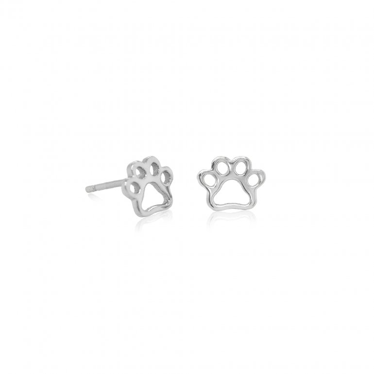 Sterling Silver Paw Print Studs Earings.