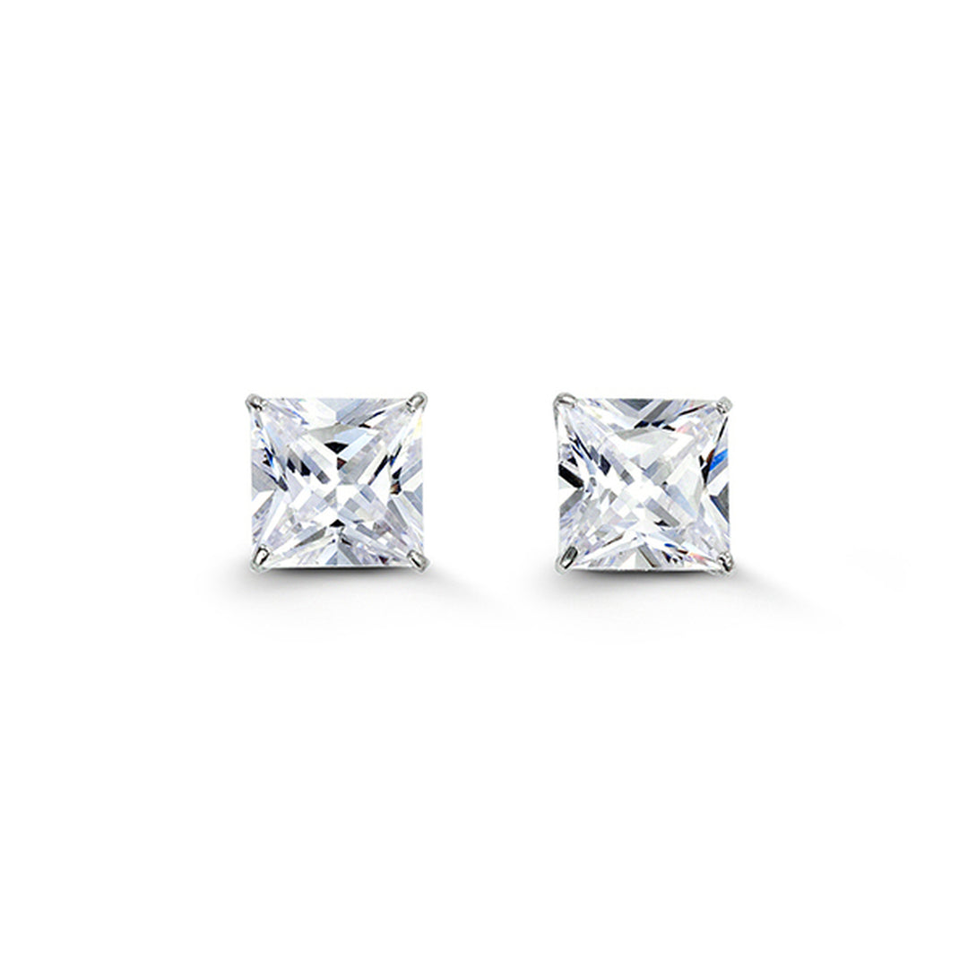 14KT White Gold 7MM Square C.Z. Studs