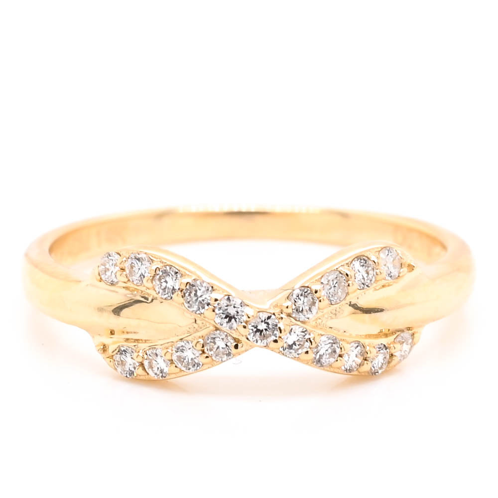 14KT Yellow Gold 0.19CTW Diamond Infinity Ring.