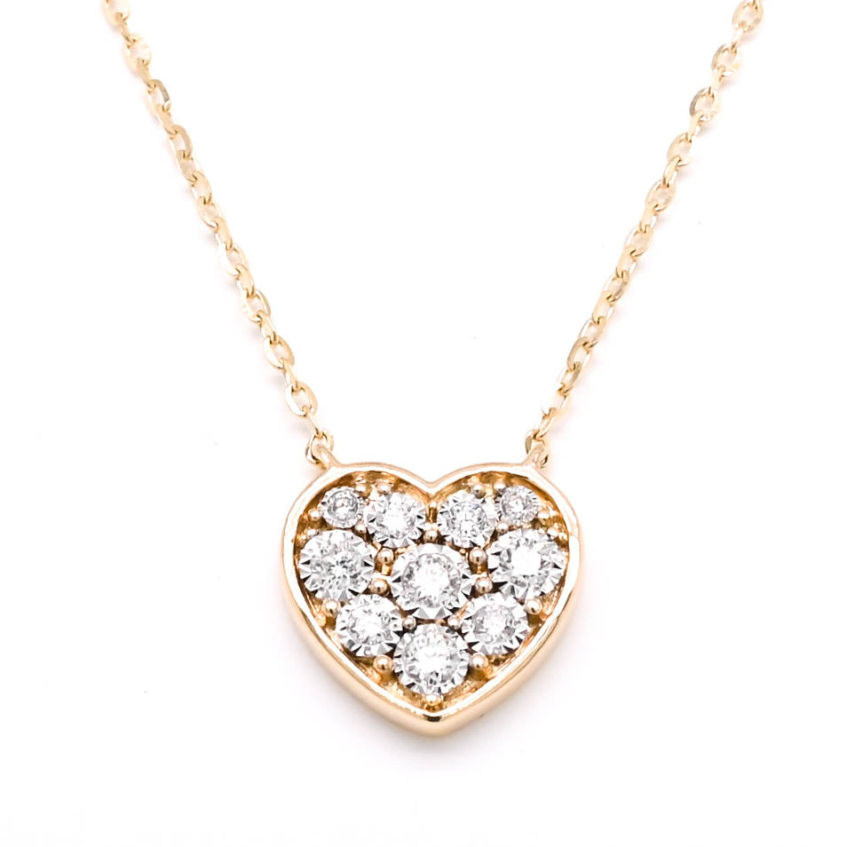 14KT Yellow Gold 18" 0.17CTW Diamond Heart Necklace.