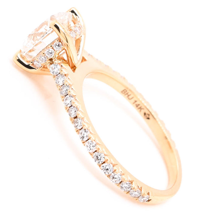14KT Yellow Gold 2.50CTW Round Brilliant LAB Created Diamond Accented Engagement Ring