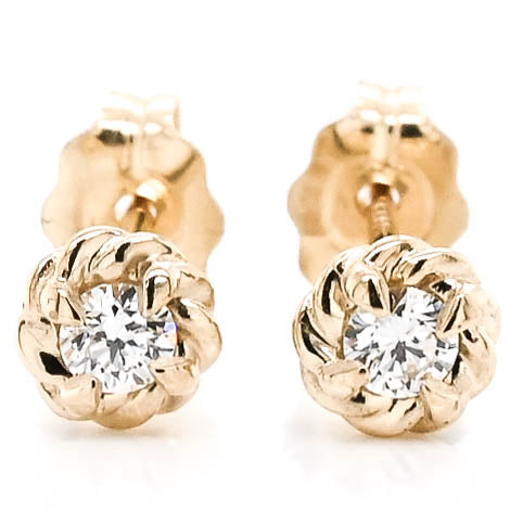 Graziella Originals 14KT Yellow Gold 0.14CTW CTW Stud Style Post Backing Diamond Earrings