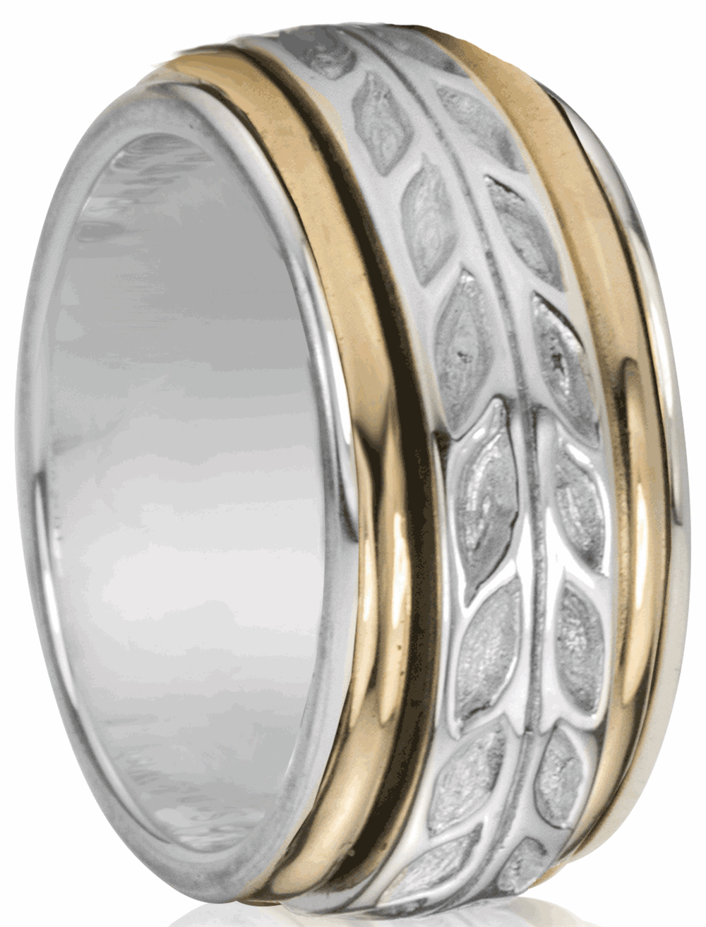 Joy Meditation Ring. Sterling Silver and 10KT Yellow Gold. Size 8.
