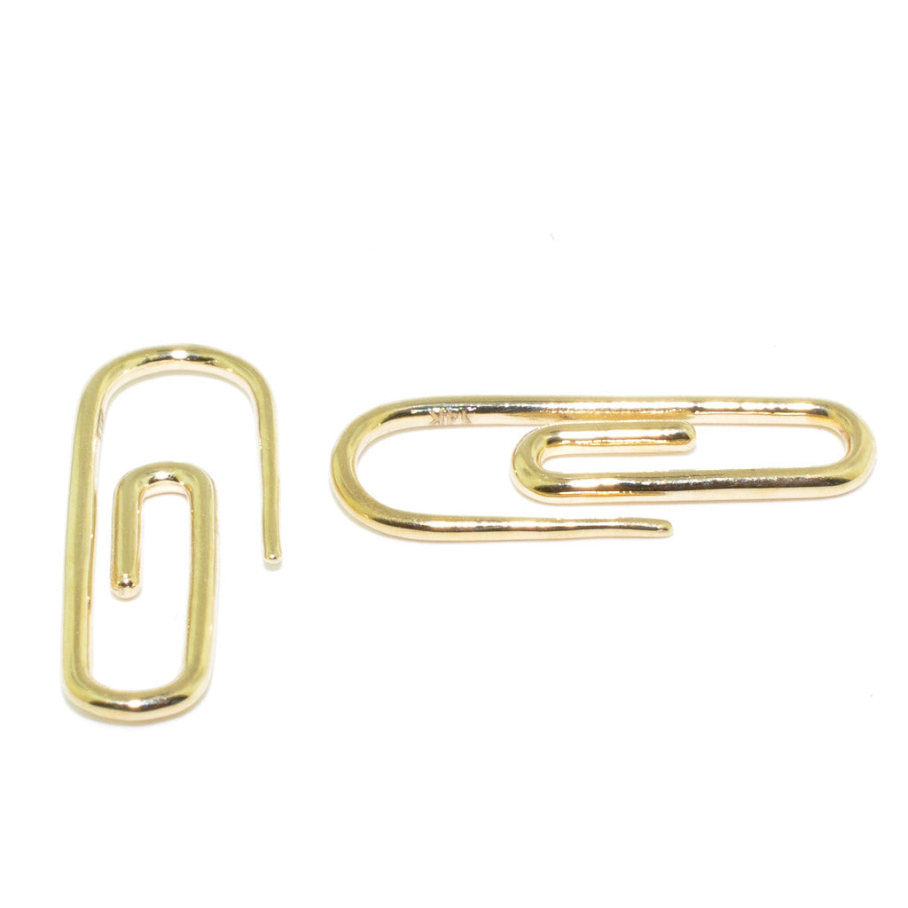 Belle & Jules 14 Karat Yellow Gold Papr Clip Drop Earrings.