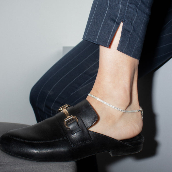 Sterling Silver Chunky 10" 3.85mm Bismark Chain Anklet.