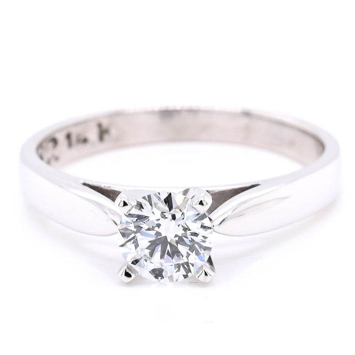 14KT White Gold 0.50CT Round Brilliant LAB GROWN Diamond Solitaire Engagement Ring.