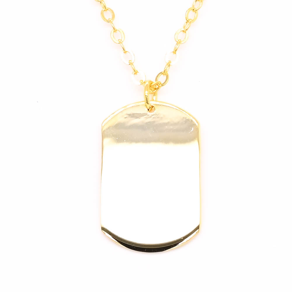 Graziella Sterling Silver Gold Vermeil 18" Minimal Dog Tag Necklace.