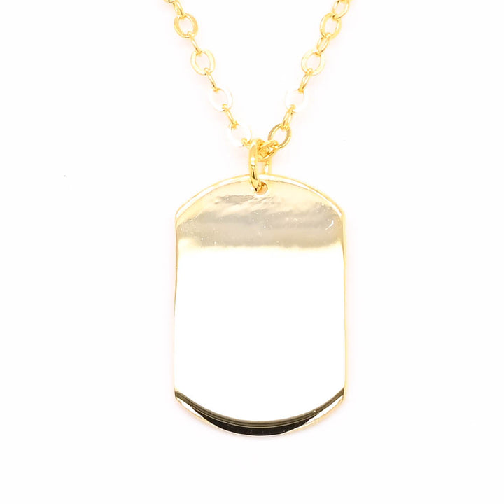 Graziella Sterling Silver Gold Vermeil 18" Minimal Dog Tag Necklace.