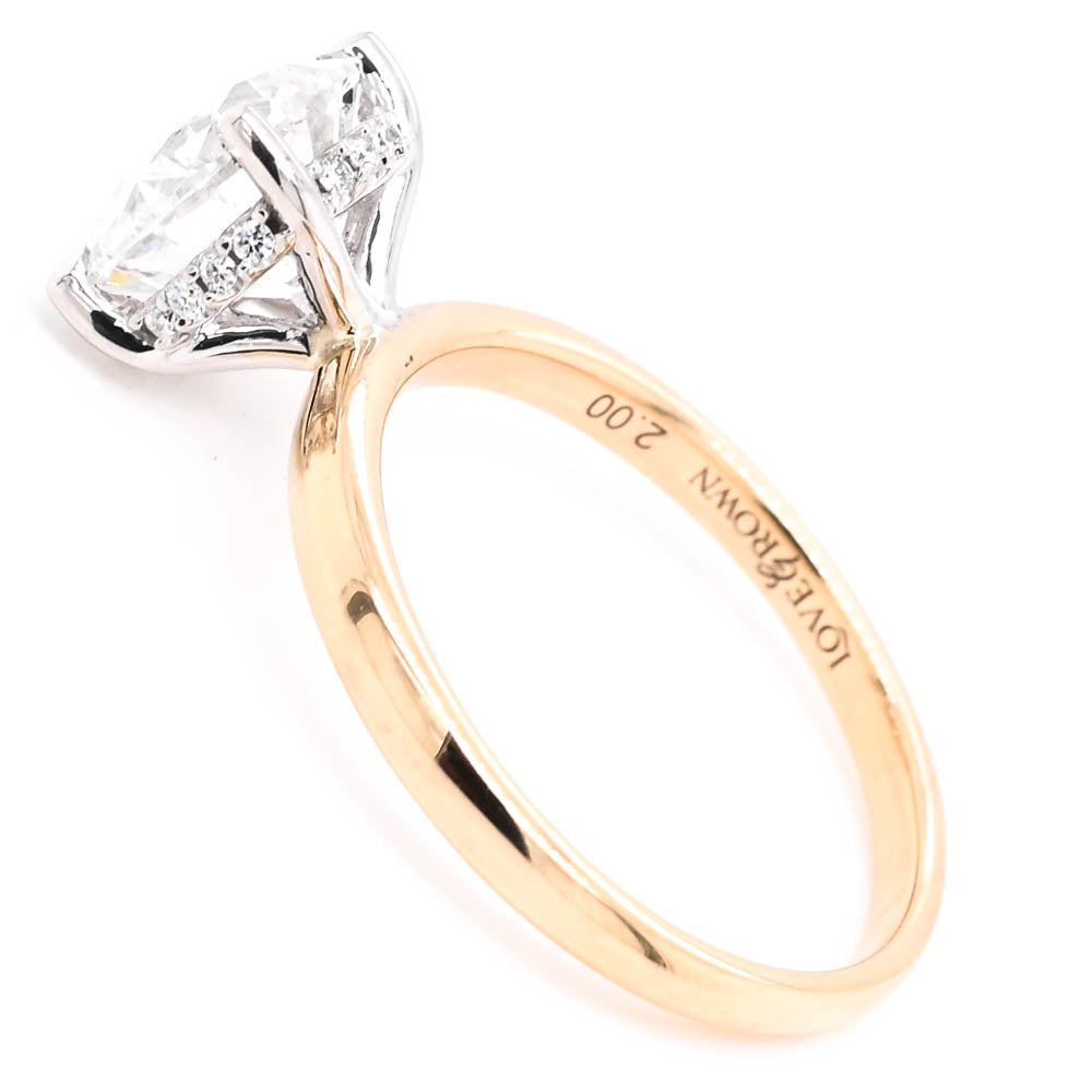 14KT Two-Tone Gold 2.08CTW Round Brilliant LAB Created Diamond Engagement Ring.