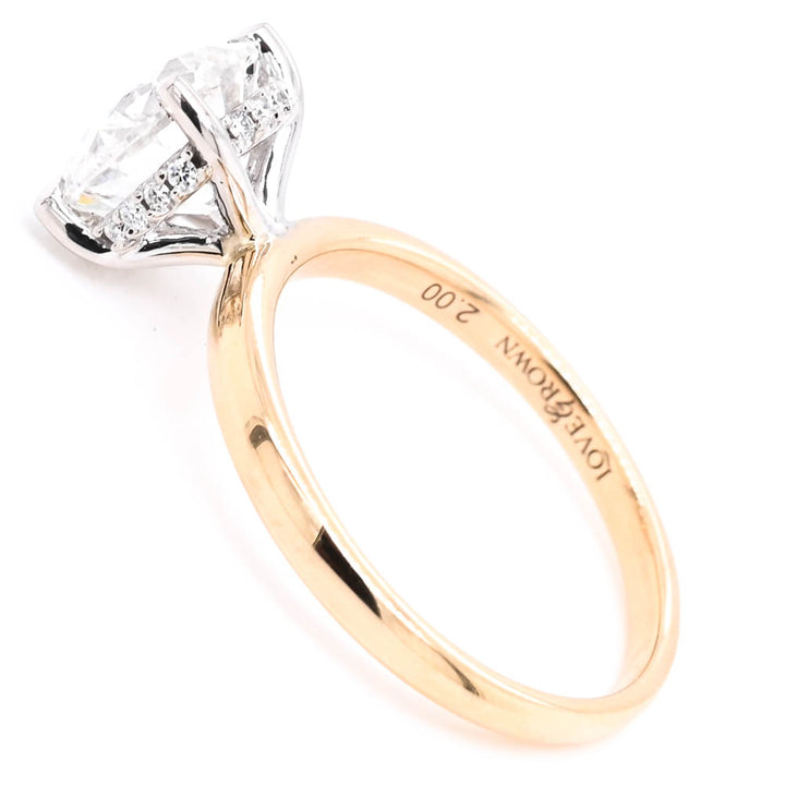 14KT Two-Tone Gold 2.08CTW Round Brilliant LAB Created Diamond Engagement Ring.