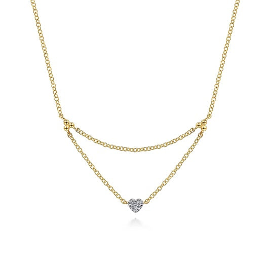 Gabriel & Co 14KT Yellow Gold17.5"  0.02CTW Diamond Heart Necklace.