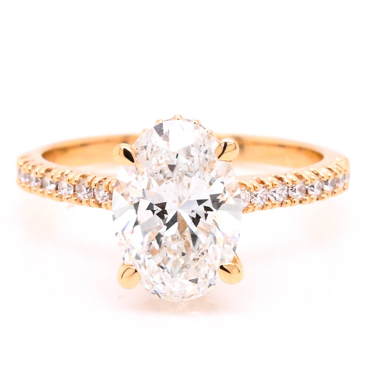 14KT Yellow Gold 2.30CTW Oval Shape LAB Created Diamond Engagement ring.