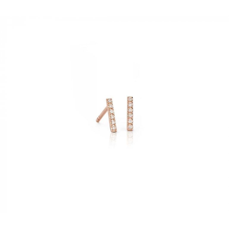 14KT Rose Gold 0.07CTW Diamond Bar Stud Earrings