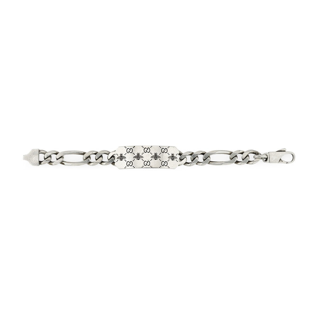 Gucci Sterling Silver 8.75" GG and Bee Bracelet.