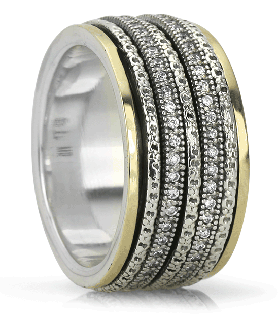 Cherish, Meditation Ring, Sterling Silver, 9KT, C.Z. Size 9.