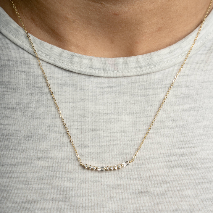 Graziella Sterling Silver Gold Vermeil 18" CZ Morse Code ILU Necklace.