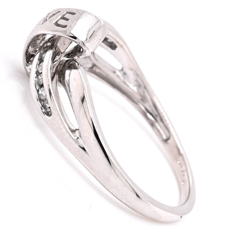 10KT White Gold Diamond Diamond Love Ring.