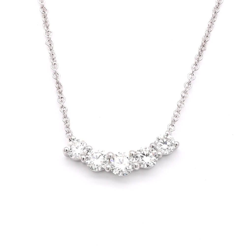 14KT White Gold 0.46CTW Diamond Smiley Necklace.