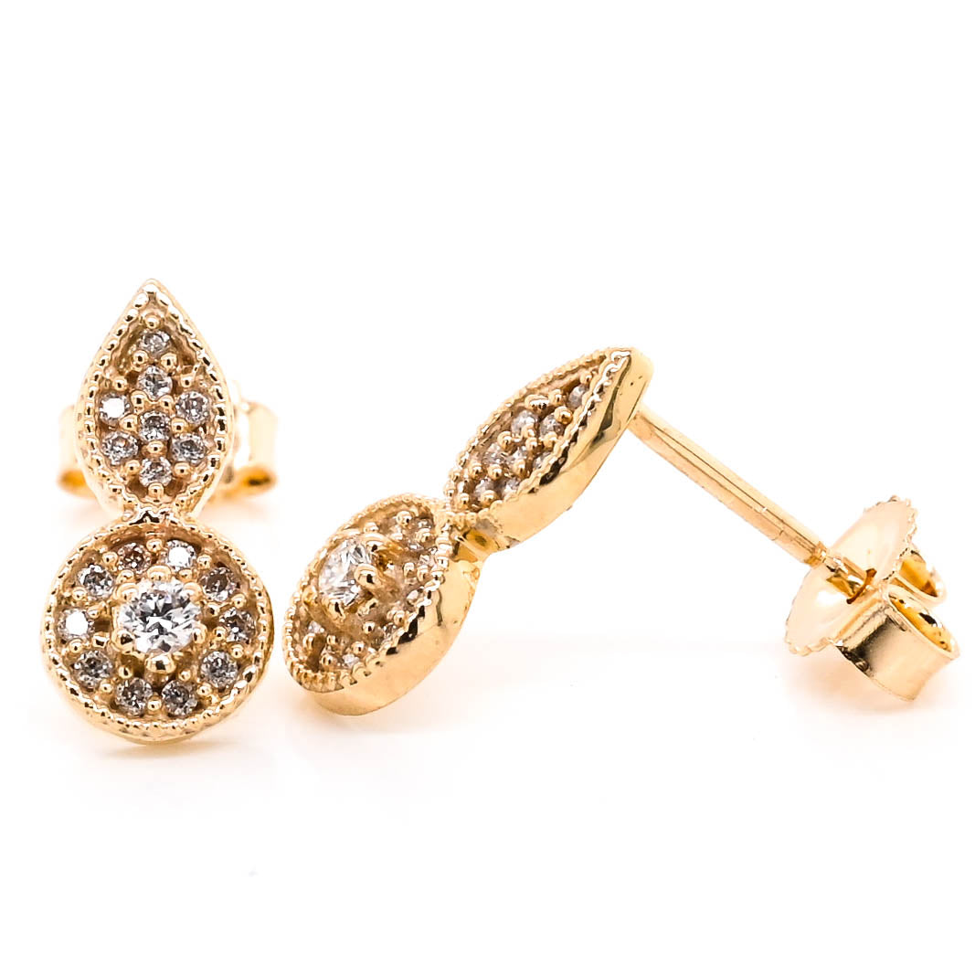 Fire & Ice 10KT Yellow Gold 0.15CTW Canadian Diamond  Earrings.